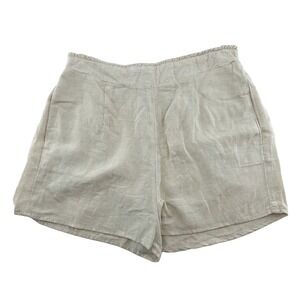 JAPNA Lightweight Linen-look High Rise Pull On Shorts • Medium •‎ natural, beige